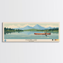 Load image into Gallery viewer, Echoing Lake Ontario Framed Canvas Print, Panoramic Art, Midcentury Modern, Pop Art, Bedroom Decor, Travel Poster, Lake View