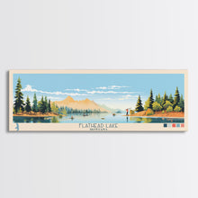 Carregar imagem no visualizador da galeria, Flathead Lake Montana Framed Canvas Print, Panoramic Wall Art, Midcentury Modern, Pop Art, Bedroom Decor, Travel Poster, Nature Painting, Artistic Decor