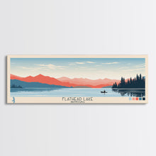 Carregar imagem no visualizador da galeria, Flathead Lake Montana Framed Canvas Print, Panoramic Wall Art, Midcentury Modern, Pop Art, Bedroom Decor, Travel Poster, Nature Art, Artistic Decor