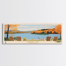 Load image into Gallery viewer, Gardner Lake Connecticut Framed Canvas Print, Panoramic Wall Art, Midcentury Modern, Pop Art, Bedroom Decor, Travel Poster, Lake View, Artistic Decor