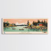Load image into Gallery viewer, Martre Lake, Northwest Territories Panoramic Wall Art Framed Canvas Print, Midcentury Modern, Pop Art, Home Decor, Travel Poster, Living Room Art