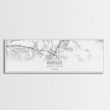 Load image into Gallery viewer, Panoramic Riverside City Map, California Art, Map Print, Minimalist Wall Art, Canvas Art, Housewarming Gift, Street Map Art, Closing Gift
