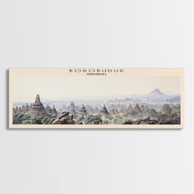 Load image into Gallery viewer, Borobudur Travel Poster Print, Framed Canvas Print, COUNTRY Travel Art, Wood Framed Art, Wall Hanging, Home Decor