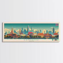 Load image into Gallery viewer, Bangkok, Thailand Travel Poster Panoramic Canvas Print, Bangkok, Thailand Painting, Thailand Art, Bangkok Travel Art, Guest Room Painting