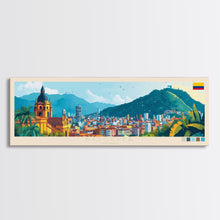 Load image into Gallery viewer, Bogota, Colombia Travel Poster Panoramic Canvas Print, Bogota, Colombia Painting, Colombia Art, Bogota Travel Art, Guest Room Painting