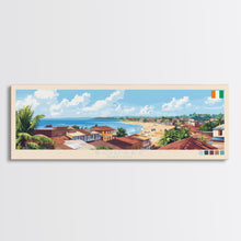 Load image into Gallery viewer, Bouake, Ivory Coast Panoramic Travel Poster Canvas Print, Bouake, Ivory Coast Painting, Ivory Coast Art, Bouake Panoramic Travel Art, Travel Painting