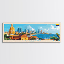 Cargar imagen en el visor de la galería, Cartagena, Colombia Panoramic Travel Poster Canvas Print, Cartagena, Colombia Painting, Colombia Art, Cartagena Travel Art, Guest Room Painting