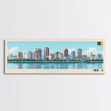 Load image into Gallery viewer, Douala, Cameroon Panoramic Travel Poster Canvas Print, Douala, Cameroon Painting, Cameroon Art, Douala Panoramic Travel Art, Travel Painting