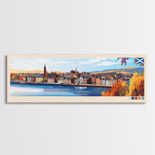Load image into Gallery viewer, Dundee, Scotland Panoramic Travel Poster Canvas Print, Dundee, Scotland Painting, Scotland Art, Dundee Panoramic Travel Art, Travel Painting