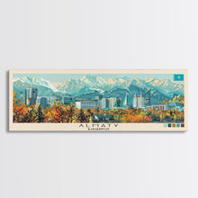 Load image into Gallery viewer, Almaty, Kazakhstan Panoramic Canvas Print, Almaty, Kazakhstan Painting, Kazakhstan Art, Almaty Travel Poster, Travel Art, Living Room Painting