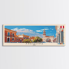 Load image into Gallery viewer, Arequipa, Peru Panoramic Canvas Print, Arequipa, Peru Painting, Peru Art, Arequipa Travel Poster, Travel Art, Guest Room Painting