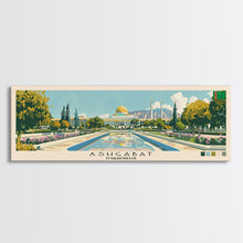 Load image into Gallery viewer, Ashgabat, Turkmenistan Panoramic Canvas Print, Ashgabat, Turkmenistan Painting, Turkmenistan Art, Ashgabat Travel Poster, Travel Art, Guest Room Painting