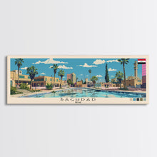 Carregar imagem no visualizador da galeria, Baghdad, Iraq Panoramic Canvas Print, Baghdad, Iraq Painting, Iraq Art, Baghdad Travel Poster, Travel Art, Housewarming Gift