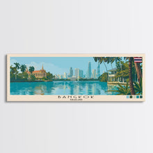 Load image into Gallery viewer, Bangkok, Thailand Panoramic Canvas Print, Bangkok, Thailand Painting, Thailand Art, Bangkok Travel Poster, Travel Art, Living Room Painting