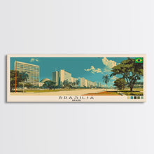Load image into Gallery viewer, Brasilia, Brazil Panoramic Canvas Print, Brasilia, Brazil Painting, Brazil Art, Brasilia Travel Poster, Travel Art, Housewarming Gift