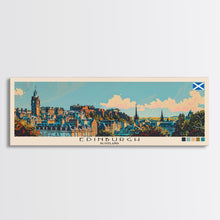 Load image into Gallery viewer, Edinburgh, Scotland Panoramic Canvas Print, Edinburgh, Scotland Painting, Scotland Art, Edinburgh Travel Poster, Travel Art, Vacation Gift