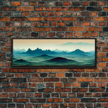 Load image into Gallery viewer, Emerald Green Rolling Hills and Mountains, Landscape Art, Ready To Hang Canvas Print, Framed Wall Art