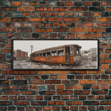Carregar imagem no visualizador da galeria, Abandoned Orange Train, Graffiti Art, Urban Art Print, Street Art, Wall Decor, Large Canvas Print, Panoramic, Wall Art, Canvas Print