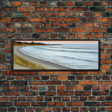 Carregar imagem no visualizador da galeria, Canvas Beach Wall Art, Seashore, Cove, Minimalist Beach Art, Pastel Beach Wall Art, Beach Scene Art, Panoramic, Wall Art, Canvas Print