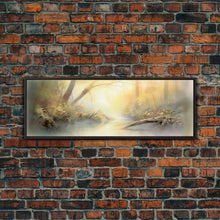 Load image into Gallery viewer, Beautiful Misty Landscape Wall Art Print, Foggy Lake, River, Trees, Wall Decor, Large Canvas Art Print, Panoramic, Wall Art, Canvas Print