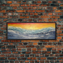 Carregar imagem no visualizador da galeria, Abstract Sea Wall Art, Vibrant Abstract, Framed Art, Sunset, Ocean, Abstract Nature, Textured Abstract, Panoramic, Wall Art, Canvas Print