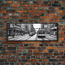 Load image into Gallery viewer, Big City Canvas Print, City Art, Cars, Bus, Buildings, Large Urban Art Print, Original Art, Wall Decor, Panoramic, Wall Art, Canvas Print