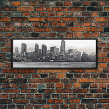 Cargar imagen en el visor de la galería, Cityscape Wall Art, City Skyline Wall Art, Black And White Large Art Print, Wall Decor, Framed Canvas, Panoramic, Wall Art, Canvas Print