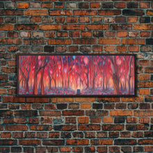 Load image into Gallery viewer, Enchanted Forest Art, Abstract Forest Art, Pink Forest, Pastel Wood, Wall Decor, Large Canvas Print, Panoramic, Wall Art, Canvas Print