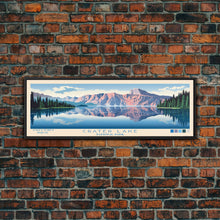 Load image into Gallery viewer, Crater Lake National Park, Panoramic Oregon Travel Art, National Park Print, Minimalist Travel Art, Midcentury Modern Style Landscape