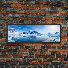 Load image into Gallery viewer, Beautiful Photographic Panoramic of Antarctica, Sunset Photography, Winter Decor, Christmas Deco, Framed Canvas Print, Landscape Photography