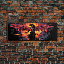 Load image into Gallery viewer, The Battle Angel, Framed Canvas Print, Game Room Art, Panoramic Painting, Panoramic Wall Art, Extra Large Wall Art