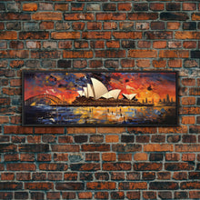 Carregar imagem no visualizador da galeria, Abstract Painting of the Sydney Opera House, Framed Canvas Print, Van Gogh Inspired Australia Art, Paint of Sydney