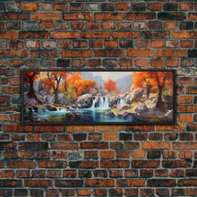 Load image into Gallery viewer, Beautiful Fall Centerpiece Wall Art, Framed Canvas Print, Autumn Landscape Watercolor Painting, Minimalist Boho Style Wall Art, Minimalist