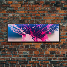 Carregar imagem no visualizador da galeria, Bubblegum Pink Abstract Explosion Art, Extra Large Wall Art, Framed Panoramic Canvas Print, Framed Wall Art