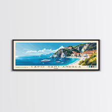 Carregar imagem no visualizador da galeria, Capo Sant’Andrea, Italy Panoramic Beach Print, Vacation Gift, Italy Wall Art, Framed Canvas Print, Framed Beach Painting