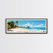 Carregar imagem no visualizador da galeria, Carlisle Beach, Barbados Panoramic Beach Print, Vacation Gift, Barbados Wall Art, Framed Canvas Print, Framed Beach Painting