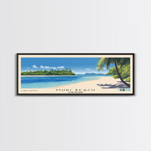 Load image into Gallery viewer, Muri Beach, Cook Islands Panoramic Beach Print, Vacation Gift, Cook Islands Wall Art, Framed Canvas Print, Framed Beach Painting
