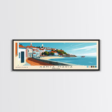 Load image into Gallery viewer, Santa Maria, Portugal Panoramic Beach Print, Vacation Gift, Portugal Wall Art, Beach Painting, Beach Decor, Beach Painting