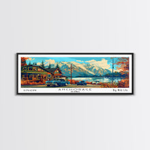 Load image into Gallery viewer, Anchorage Alaska Panoramic Travel Poster Framed Canvas Print, Mid Century Modern Art, Pop Art Style, Wall Art Decor, Home Decoration