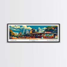 Carregar imagem no visualizador da galeria, Austin Texas Panoramic Travel Poster Framed Canvas Print, Mid Century Modern Art, Pop Art Style, Wall Art Decor, Home Decoration