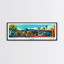 Load image into Gallery viewer, Gilbert Arizona Panoramic Wall Art Framed Canvas Print, Mid Century Modern Art, Pop Art Style, Travel Poster, Home Decor, Retro Style