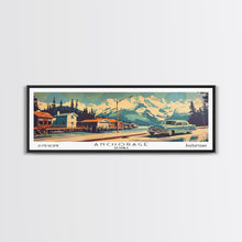 Load image into Gallery viewer, Anchorage Alaska Panoramic Painting, Mid Century Modern Framed Canvas Print, Retro Pop Art Travel Poster, Wall Art, Home Decor, Office Art