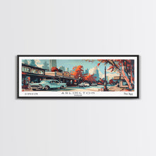 Carregar imagem no visualizador da galeria, Arlington Texas Panoramic Wall Art, Mid Century Modern Framed Canvas Print, Retro Pop Art Travel Poster, Office Wall Art, Living Room Decor