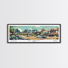 Load image into Gallery viewer, El Paso Texas Panoramic Wall Art, Retro Pop Art Framed Canvas Print, Mid Century Modern Travel Poster, Living Room Decor, Office Wall Art