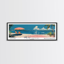 Carregar imagem no visualizador da galeria, Cape Coral Florida Panoramic Painting, Mid Century Modern Framed Canvas Print, Retro Pop Art Travel Poster, Home Decor, City Print