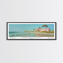 Load image into Gallery viewer, Corpus Christi Texas Panoramic Painting, Mid Century Modern Framed Canvas Print, Retro Pop Art Travel Poster, City Home Decor, Office Wall Art