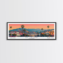 Load image into Gallery viewer, El Cajon California Panoramic Wall Art, Mid Century Modern Framed Canvas Print, Retro Pop Art Travel Poster, City Home Decor, Office Art