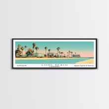 Carregar imagem no visualizador da galeria, Long Beach California Panoramic Painting, Mid Century Modern Framed Canvas Print, Retro Pop Art Travel Poster, Office Decor