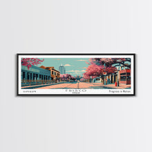 Carregar imagem no visualizador da galeria, Frisco Texas Panoramic Painting, Framed Canvas Print, Mid Century Modern Wall Art, Retro Pop Art Travel Poster, Office Decor, City Art