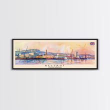 Load image into Gallery viewer, Belfast United Kingdom Travel Print Wall Art, Panoramic City Art, Travel Art, Wall Decor, Vacation Gift, Framed Canvas Print Or Metal Art